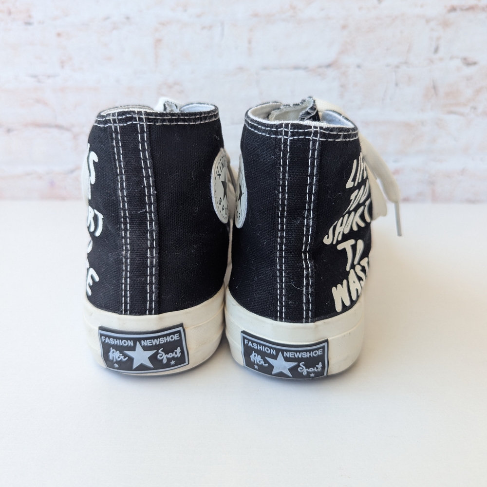 White High-Top Sneakers with Gray Lining - Picture 5 of 9